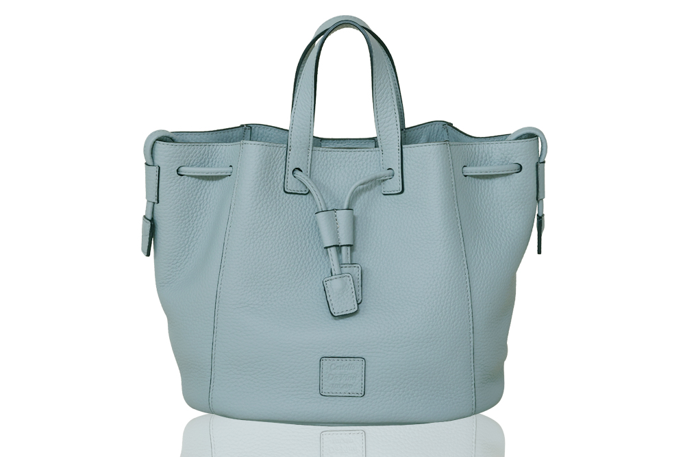 CARINA /Drow String Leather Bag Azure BLUE