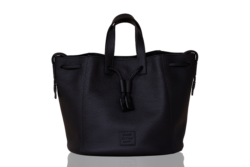 CARINA /Drow String Leather Bag Stella BLACK