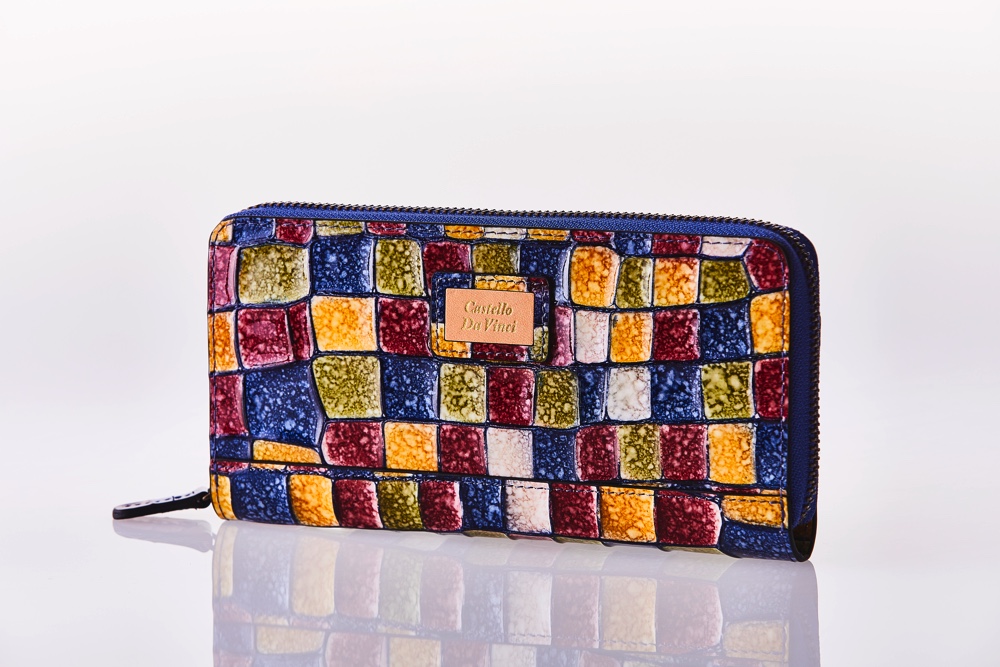 Mosaic Croco Round Zip Wallet