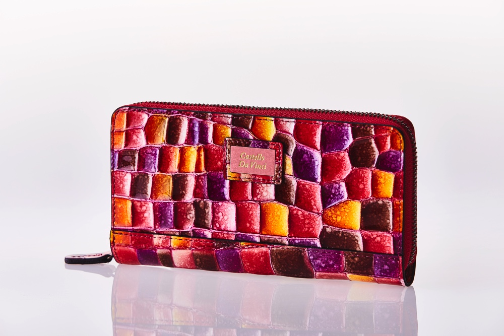 Mosaic Croco Round Zip Wallet