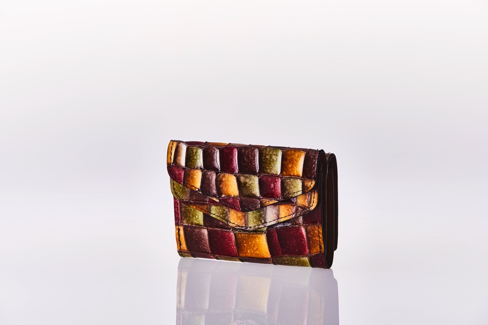 Mosaic Croco Flap Wallet　Mini