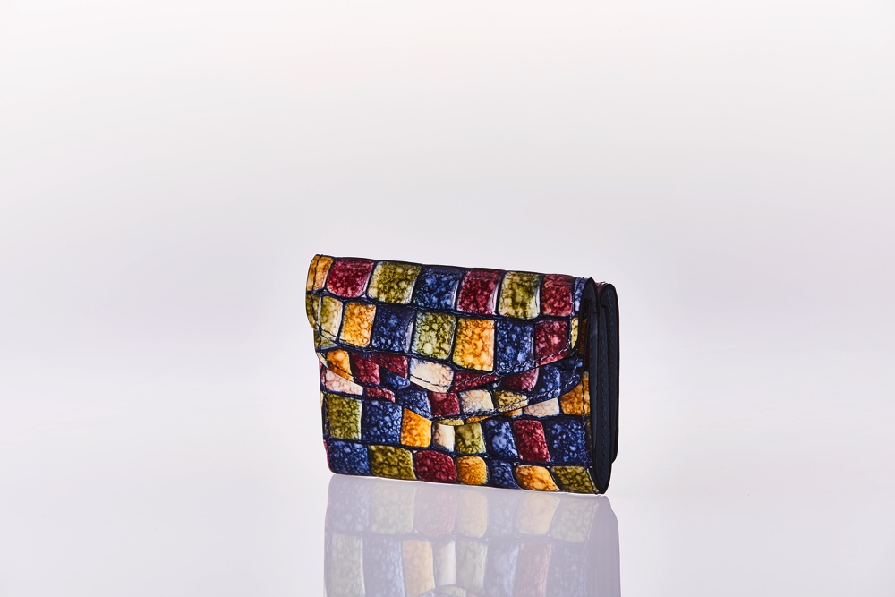 Mosaic Croco Flap Wallet　Mini