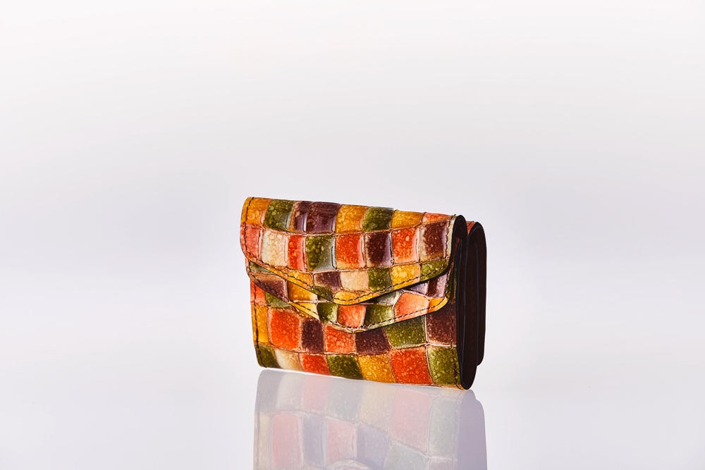 Mosaic Croco Flap Wallet　Mini