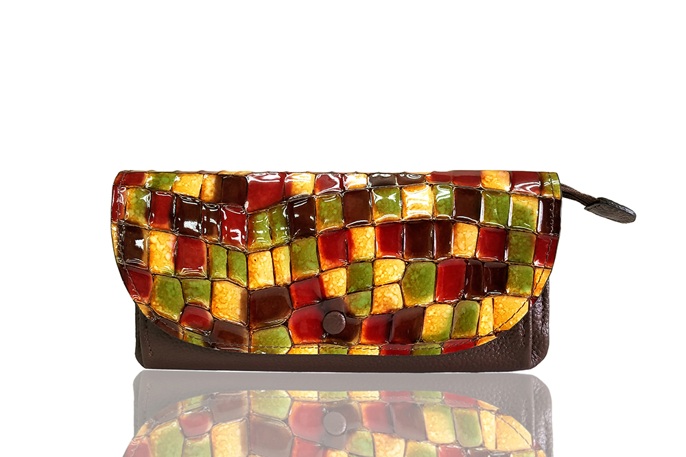 Mosaic Croco Flap Long Wallet