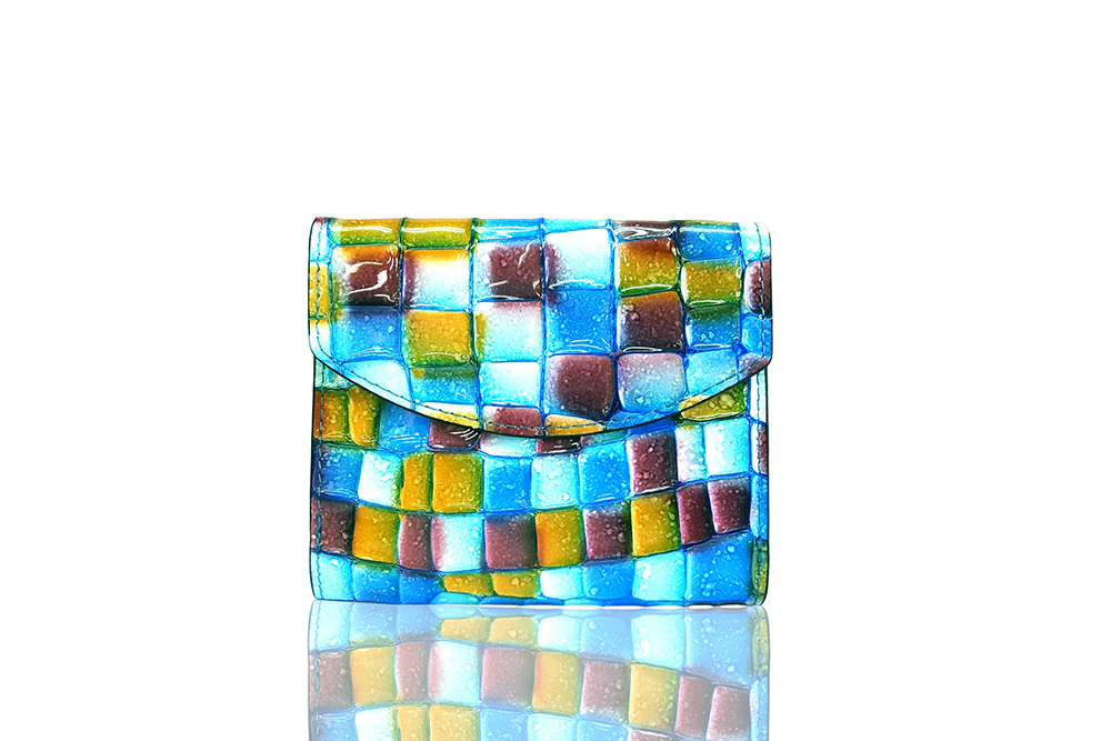 Mosaic Croco Folding Flap Purse