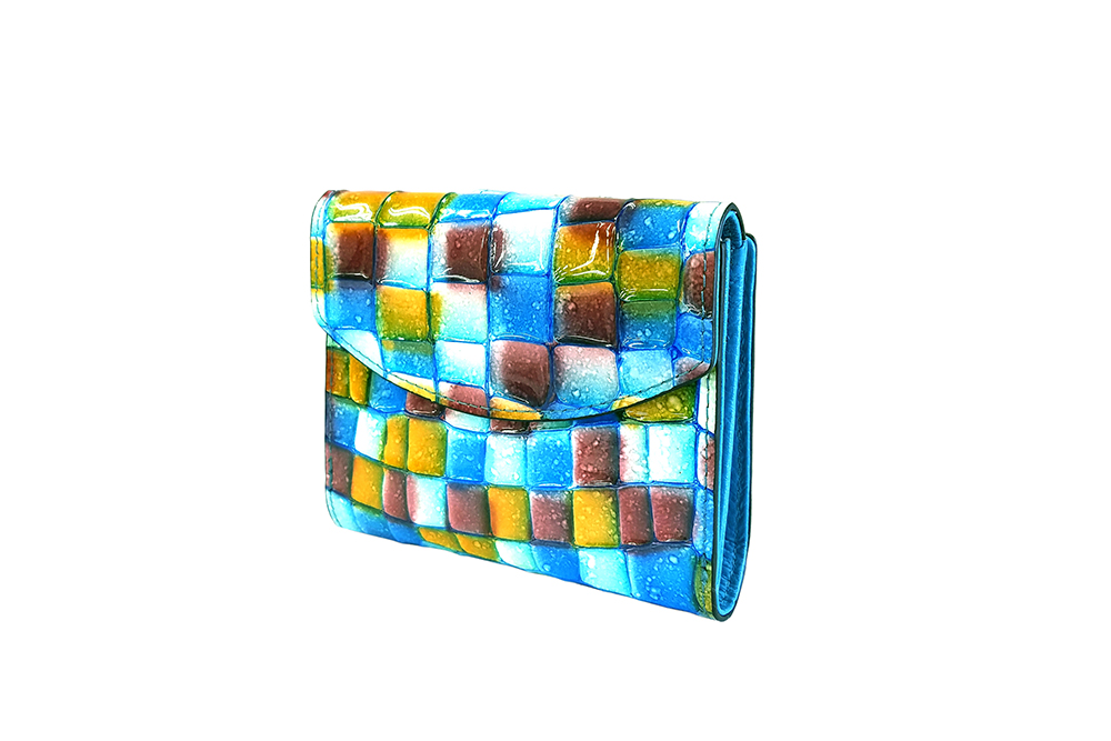 Mosaic Croco Folding Flap Purse