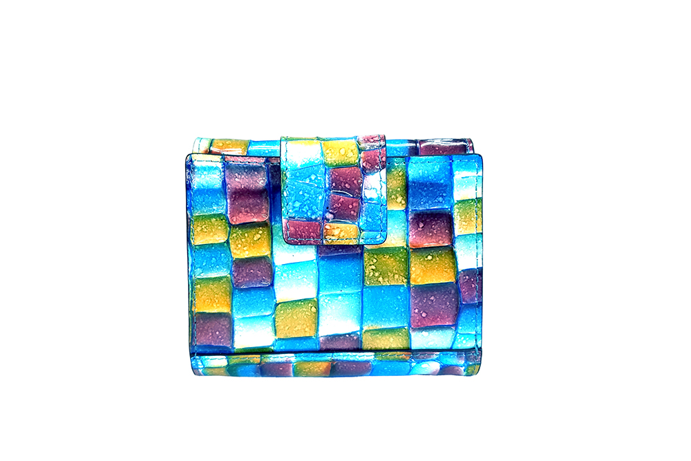 Mosaic Croco Folding Flap Purse