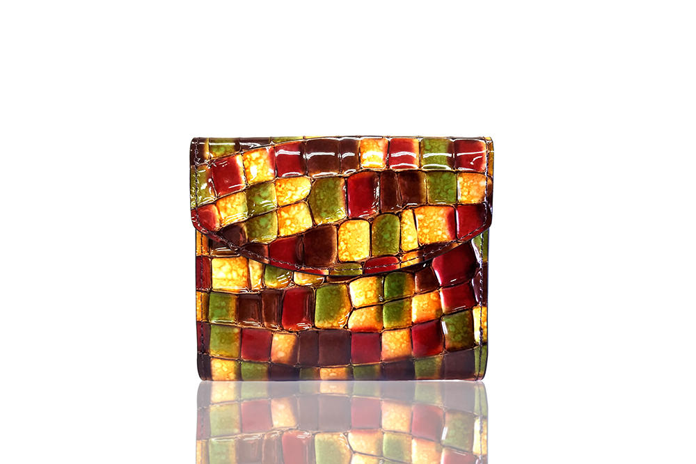 Mosaic Croco Folding Flap Purse