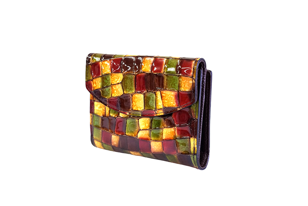 Mosaic Croco Folding Flap Purse