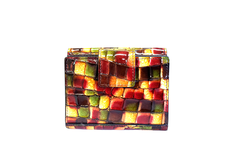 Mosaic Croco Folding Flap Purse