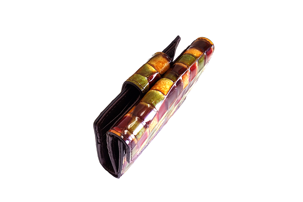 Mosaic Croco Folding Flap Purse