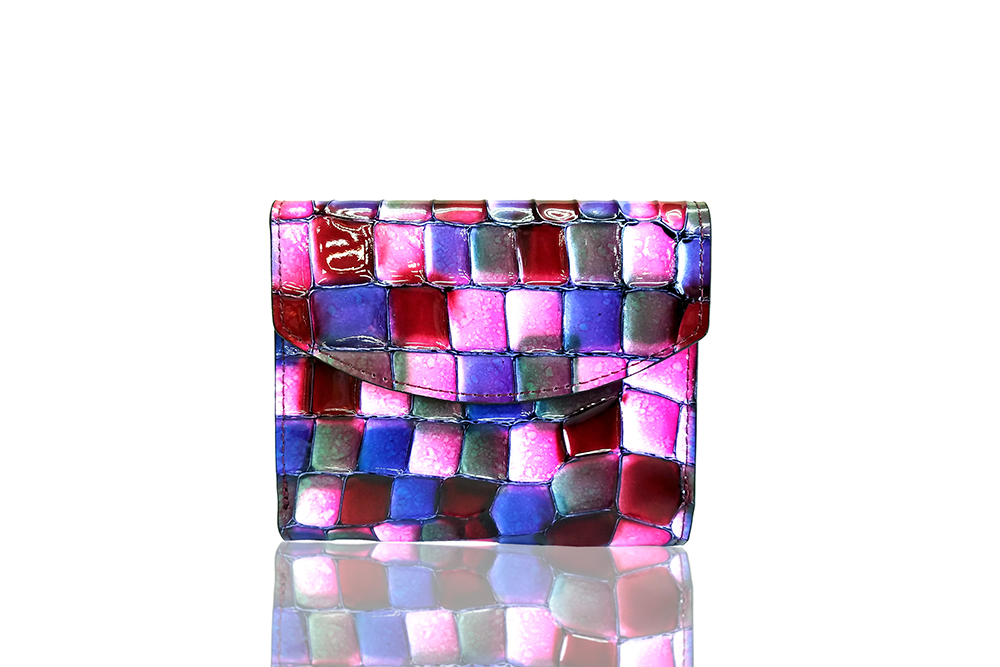 Mosaic Croco Folding Flap Purse