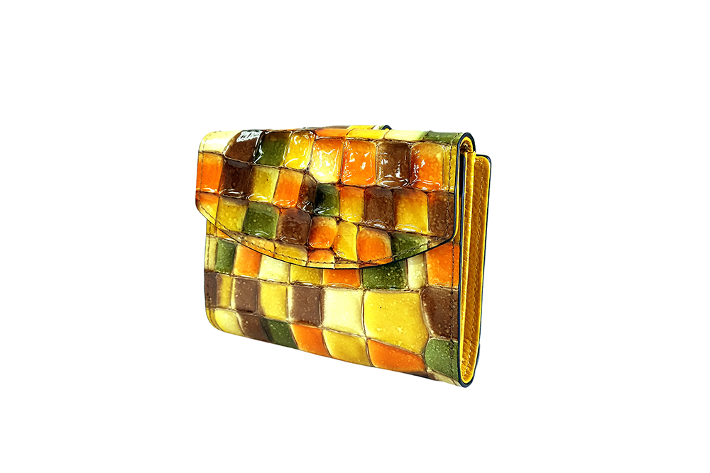 Mosaic Croco Folding Flap Purse