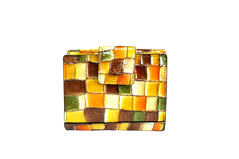 Mosaic Croco Folding Flap Purse